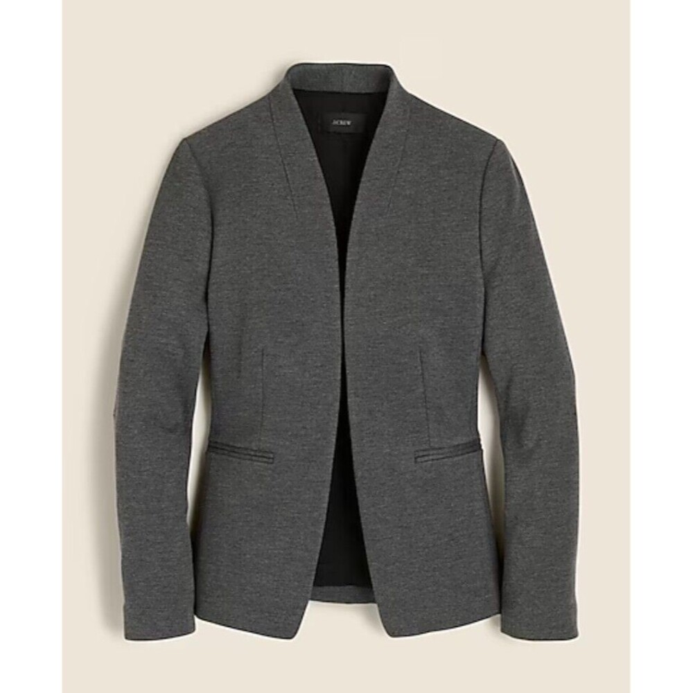 J. Crew TALL Open Front Going Out Blazer Stretch Twill Heather Dove Gray 10 Tall